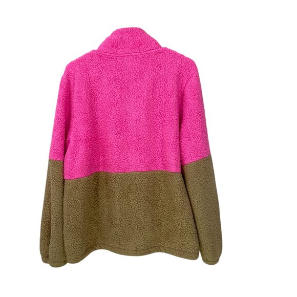 Lilly Pulitzer Quarter‎ Zip Women's XL Keala Sherpa Popover Pullover Pink/Tan - Picture 3 of 7